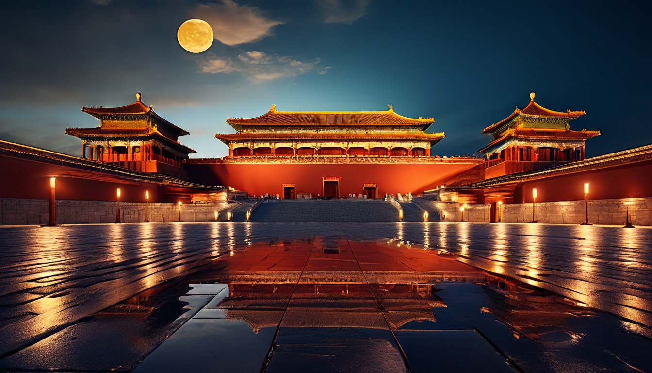 故宫极简主义金色绘画
