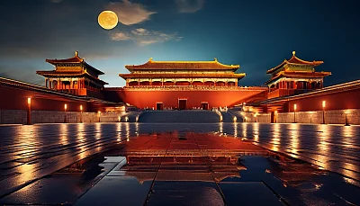 故宫极简主义金色绘画