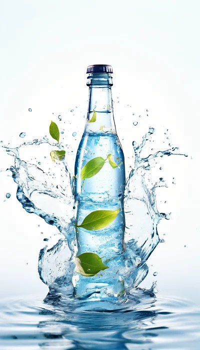 金银花水中静止矿泉水涟漪