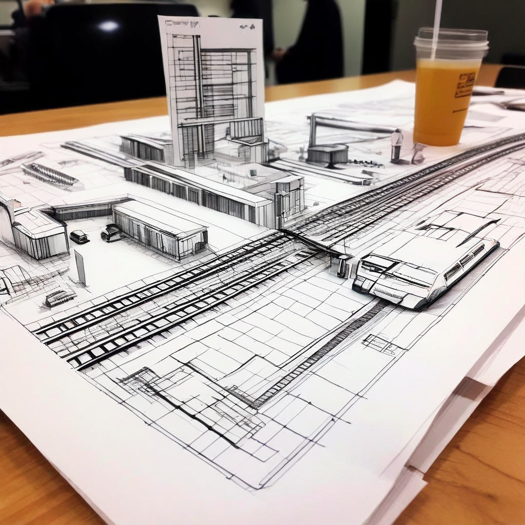 地铁机场与学校简笔画