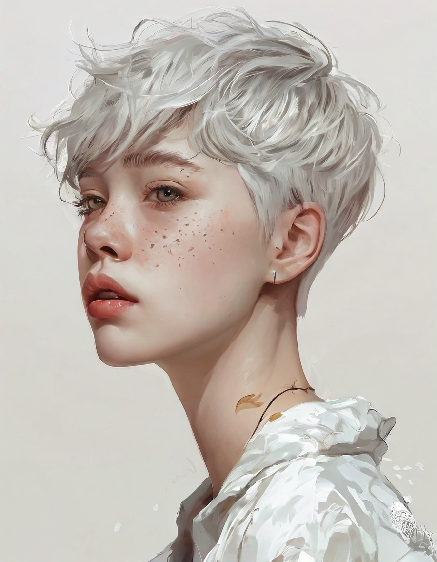 极简主义短发女孩头像插画