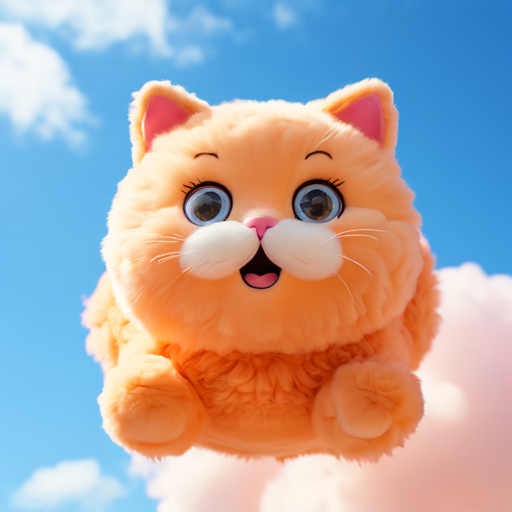 搞笑表情3D毛绒猫咪气球蓝天背景