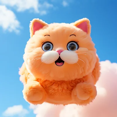 搞笑表情3D毛绒猫咪气球蓝天背景