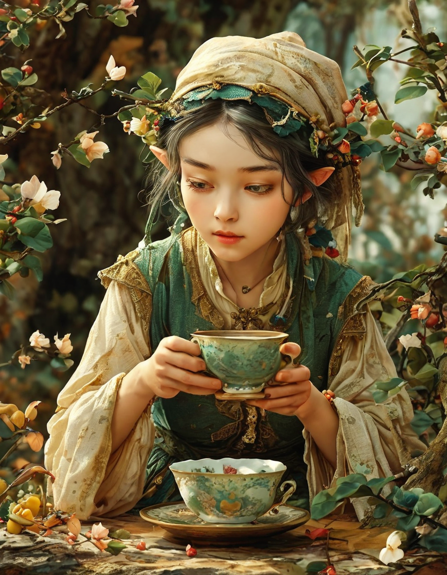 古风茶杯精灵卡通形象