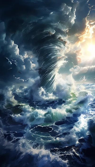 海上巨型龙卷风数字艺术
