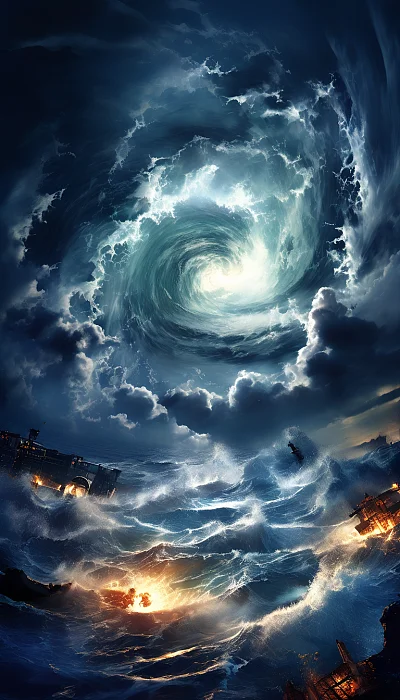 海洋中央龙卷风数字艺术
