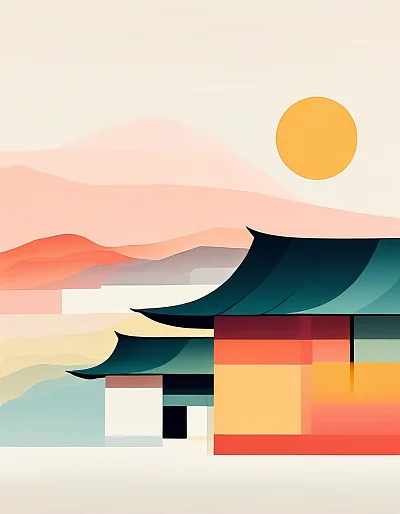 中国传统建筑极简主义插图
