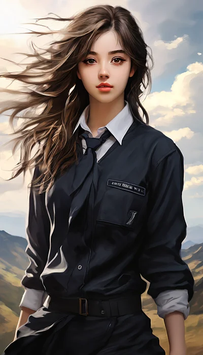 女生写实风JK制服黑色装扮