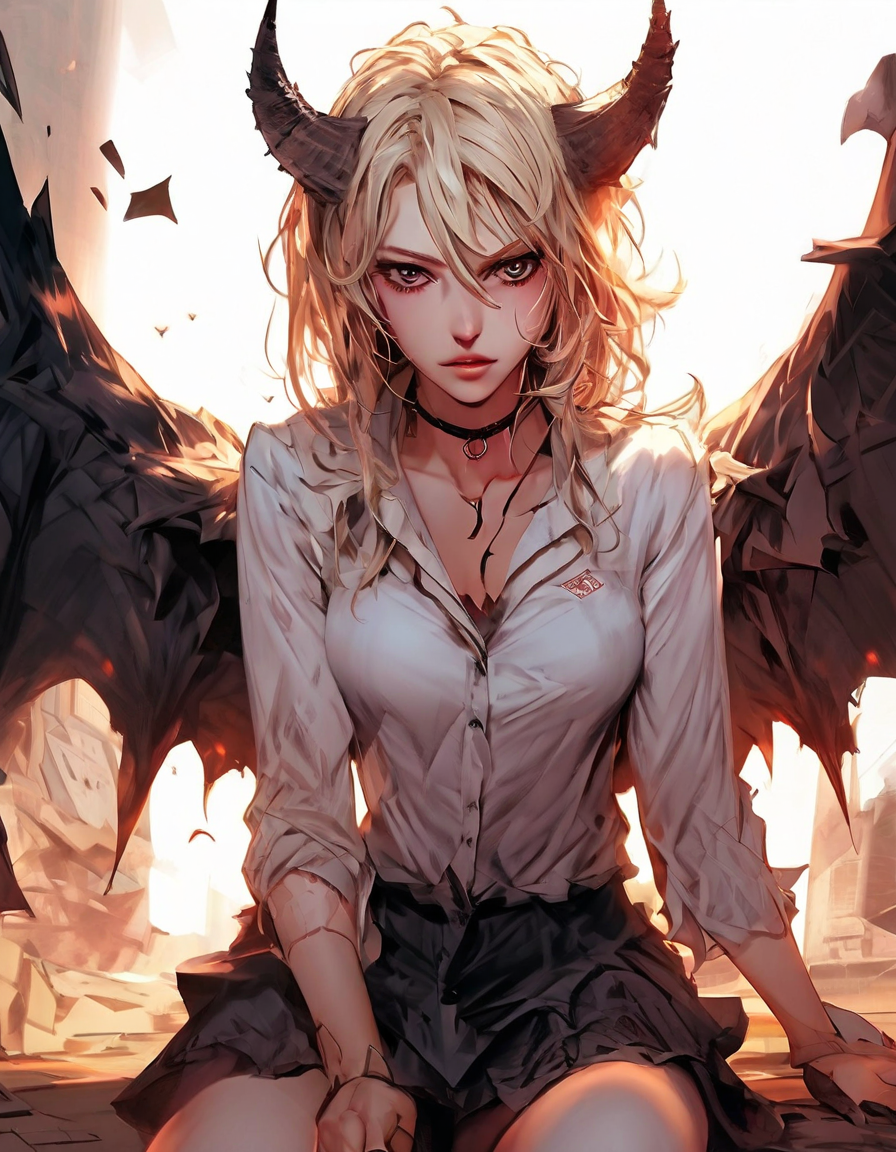 金发恶魔少女诱惑跪姿