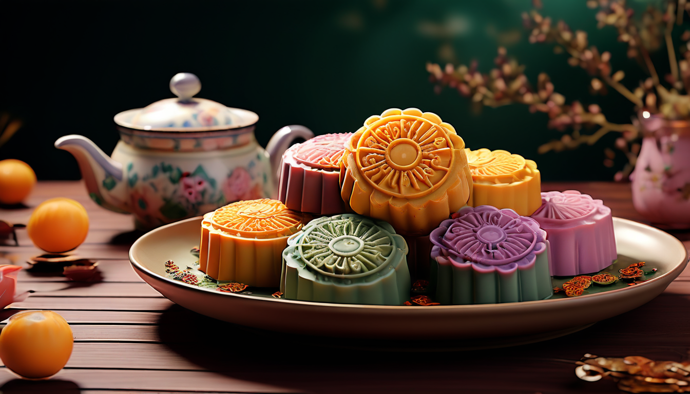 多彩中国风月饼礼盒摄影