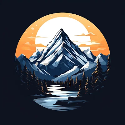 雪山矢量艺术标志设计