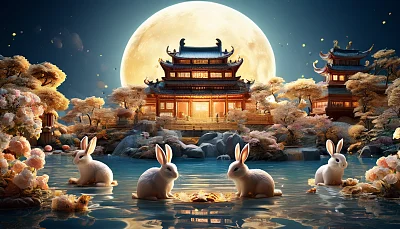 中秋节兔子月饼海报设计