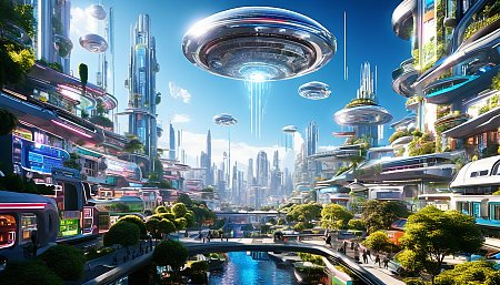 未来都市悬浮城市赛博东方融合
