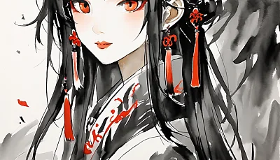 齐白石风格黑白水墨画老虎