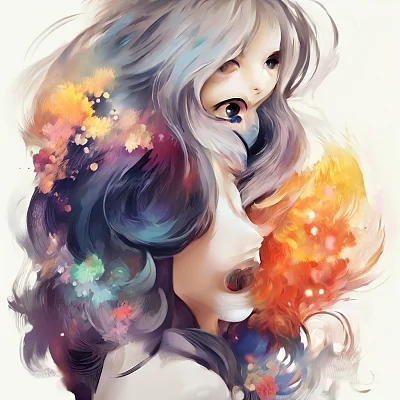 彩色渐变发色异色瞳美少女