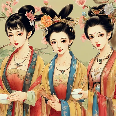 古代美女洗脚四视角特写