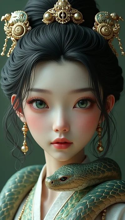 三维古代风格美女蛇眼