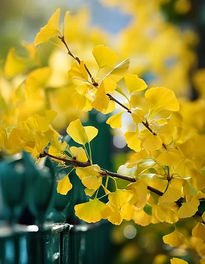 银杏叶近景高清细节设计摄影