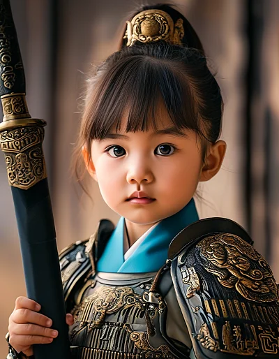 迪士尼风格的中国古代女英雄卡通人像写真