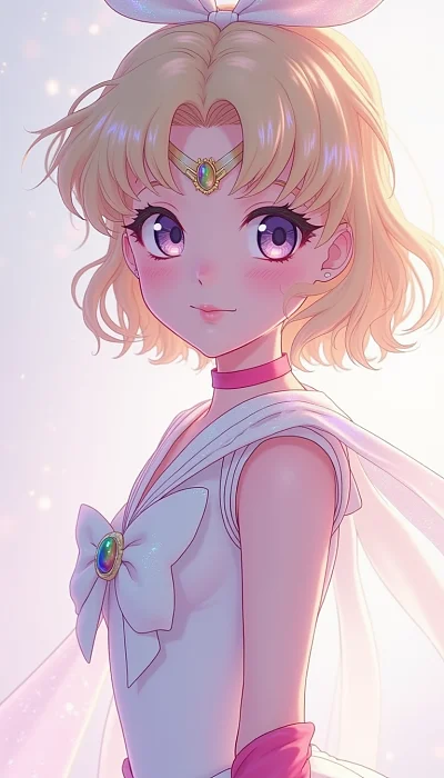 美少女战士动漫风格全息闪光连衣裙插画