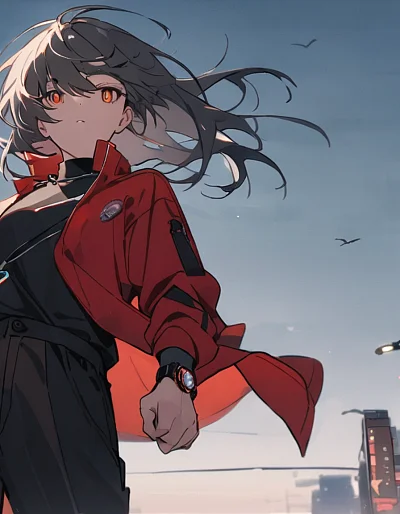 灰发美少女动漫角色插画