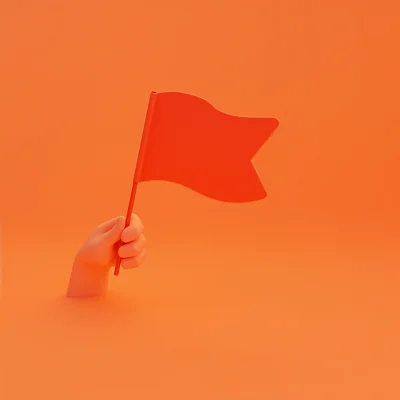 橙色调红旗手持高清3D建模图片