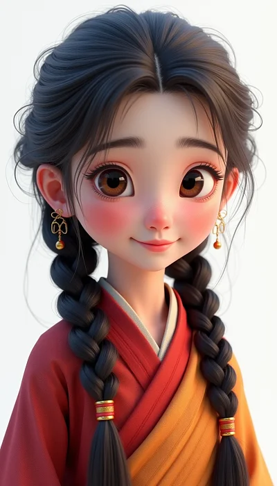 藏族女孩迪士尼风格肖像