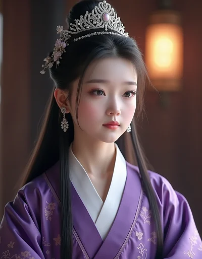 苗疆少女紫色苗族服饰高清影像
