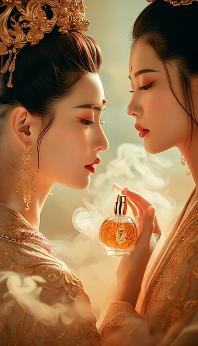 唐代风格观音拟人化香水广告摄影