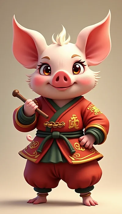敦煌风格武术猪角色设计
