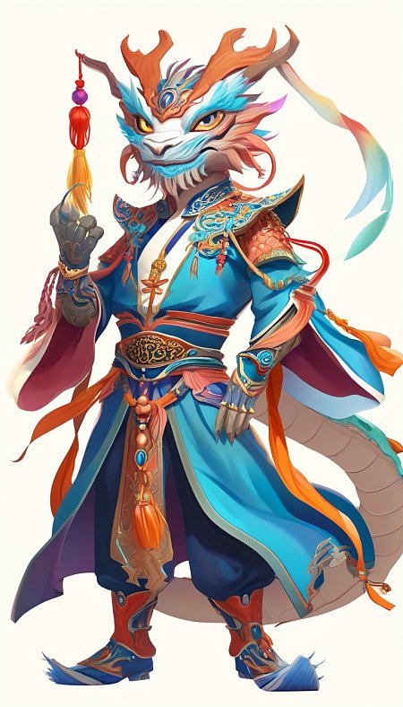 敦煌风格武术生肖龙角色设计图