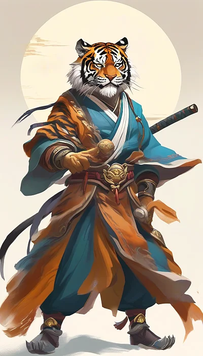 敦煌风格拟人化老虎武术角色设计