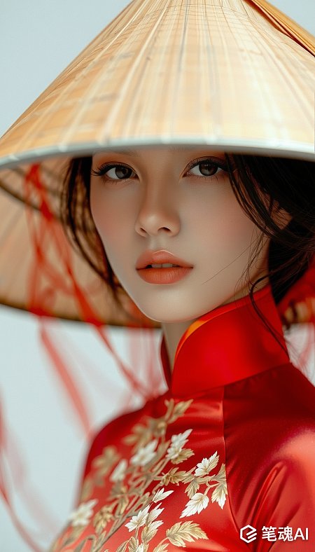 古典水墨画风格女性头部特写艺术海报