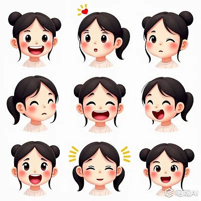 中国女孩可爱表情符号包