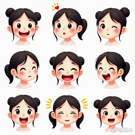 中国女孩可爱表情符号包