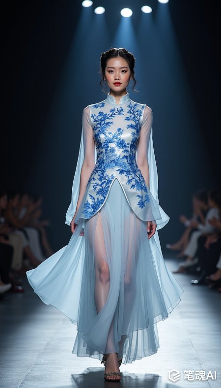 亚洲美女新中式礼服走秀