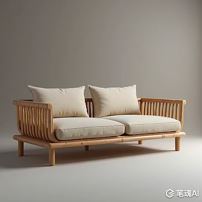 竹子造型抽象木质沙发高清渲染
