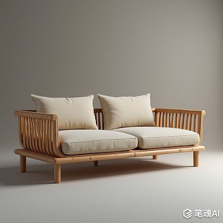 竹子造型抽象木质沙发高清渲染