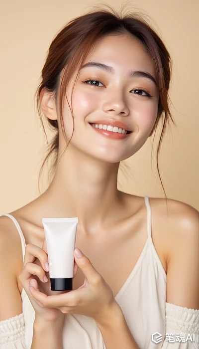 亚洲美女乳霜化妆品人像摄影
