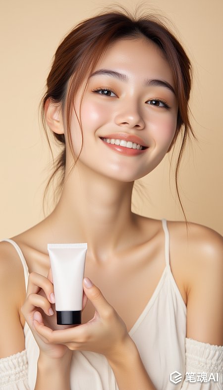 亚洲美女乳霜化妆品人像摄影