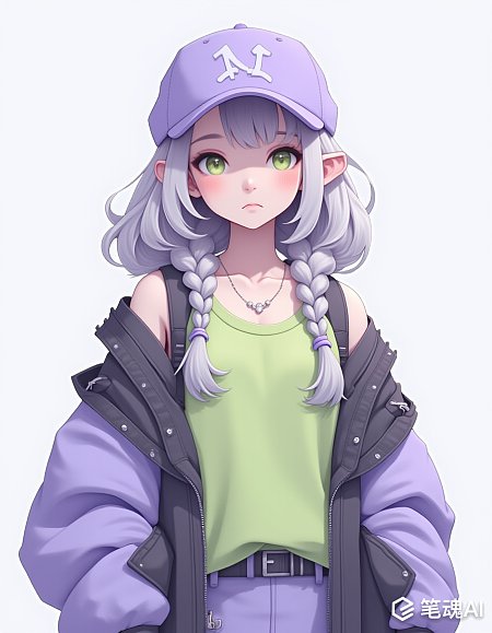 AI生成未来主义动漫女孩时尚街头服饰