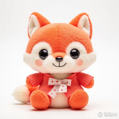 可爱红狐狸毛绒玩具高清微距摄影