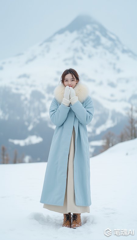 亚洲美女雪地冬装写真