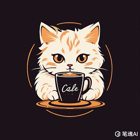 猫咪咖啡线稿logo