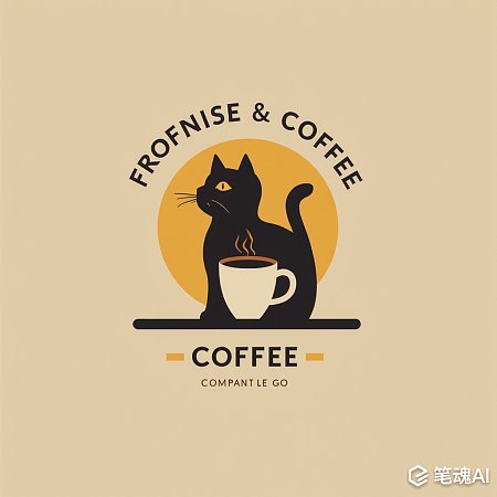 简约现代猫咪咖啡品牌徽标设计