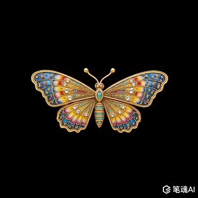 金蝴蝶彩色釉料宝石安德烈·雷梅夫风格装饰画