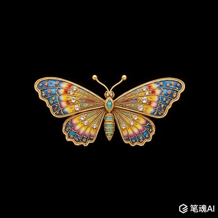 金蝴蝶彩色釉料宝石安德烈·雷梅夫风格装饰画