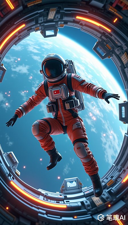 宇航员零重力漂浮