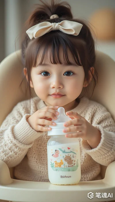 亚洲小女孩奶瓶摄影