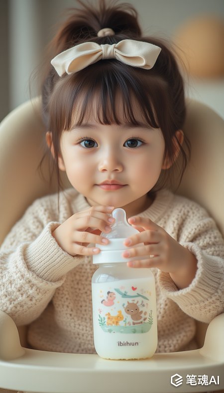 亚洲小女孩奶瓶摄影